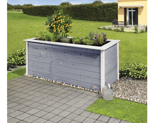 Jardinière surélevée classique weka Profi 669 C avec nappe intérieure à excroissances et grille de protection contre les campagnols 218x92x81 cm, gris