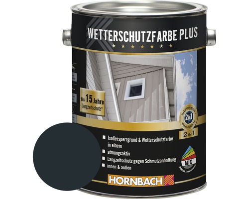 Peinture pour bois HORNBACH anti-intempéries Plus anthracite 2,5 l