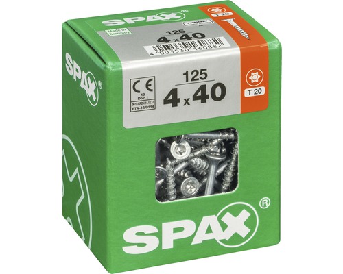 Vis Spax 4x40 mm, 125 pièces dans l'emballage