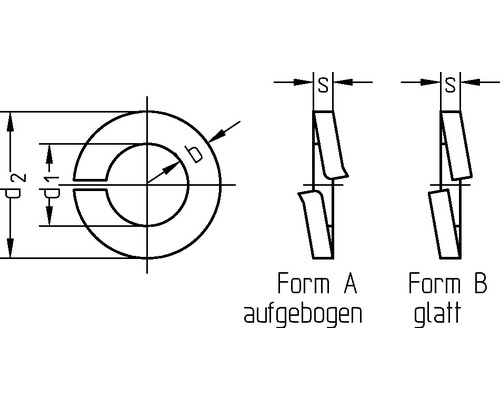 Dessin d''une rondelle élastique avec dimensions et formes