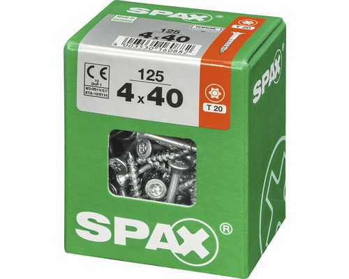 Vis SPAX 4x40 millimètres, paquet de 125 pièces