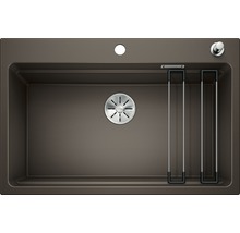 Évier de cuisine brun avec bonde à panier et distributeur de savon