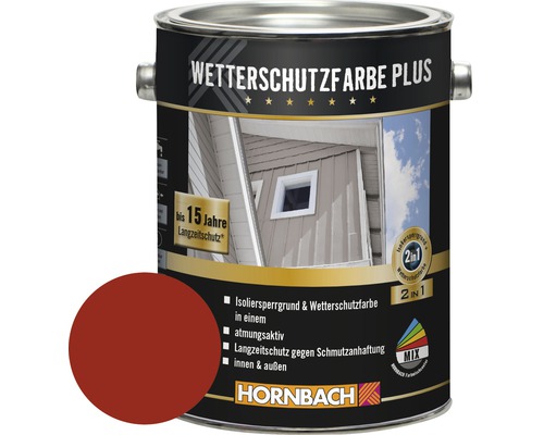 Peinture pour bois HORNBACH anti-intempéries Plus rouge Suède 2,5 l