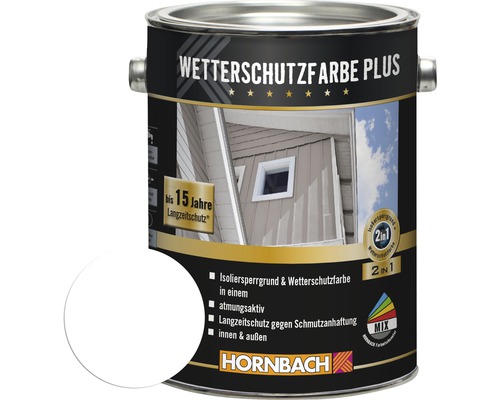 Peinture pour bois HORNBACH anti-intempéries Plus blanc 5 l