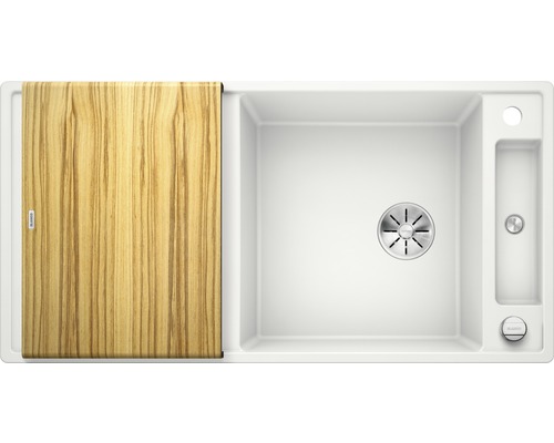 Spüle mit Schneidebrett aus Holz