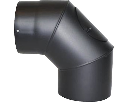 Conduit de poêle coudé 90° Ø 120 mm avec trappe senotherm vernis noir métallisé