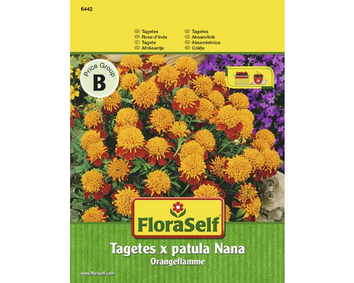 Tagètes 'Orange Flamme' FloraSelf semences non-hybrides graines de fleurs