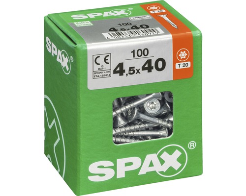 Vis Spax en carton, 4,5 x 40 millimètres, 100 pièces