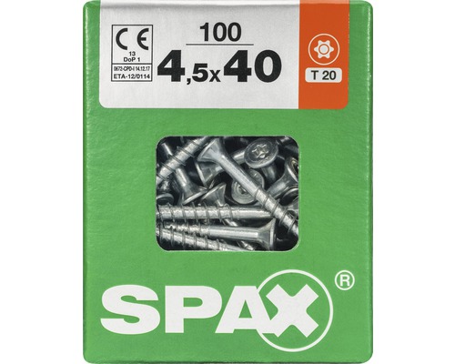 Vis Spax 4,5x40 millimètres, 100 pièces