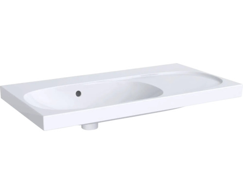 Lavabo GEBERIT Acanto 90 cm blanc tablette à droite sans trou de robinetterie émail spécial KeraTect® 500626018