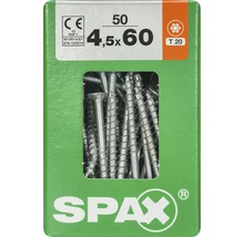 Vis de dimension 4,5x60 millimètres dans un emballage Spax vert.