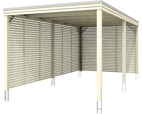 Carport en bois avec parois à lamelles pour l''extérieur