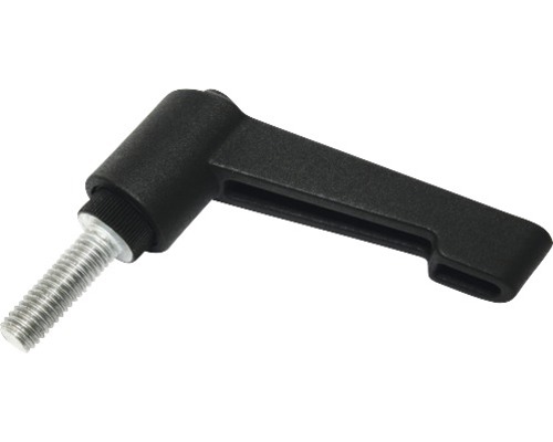 Levier de serrage avec vis R=78 M10x40 mm, noir Levier coudé avec boulon fileté