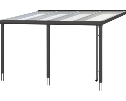 Toit de terrasse avec cadre en acier et toit transparent