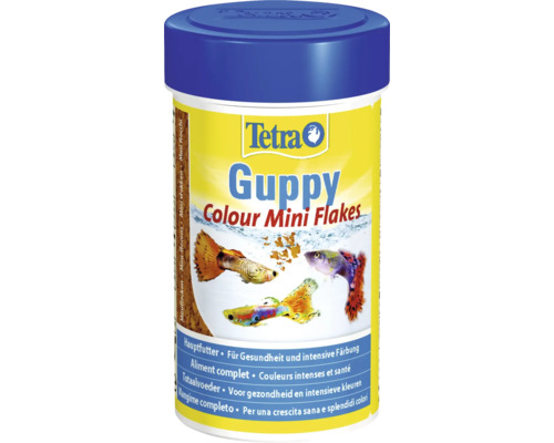 Tetra Nourriture pour poissons Guppy Colour 100 ml Tetra Guppy Colour Mini Flakes nourriture pour poissons