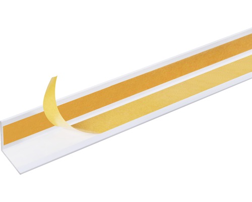 Winkelprofil Alu weiß selbstklebend 30x30x2 mm, 2,6 m Weisse Eckleiste mit Klebeband zur einfachen Montage