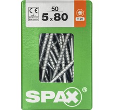 Vis Spax 5x80 millimètres, paquet de 50 pièces