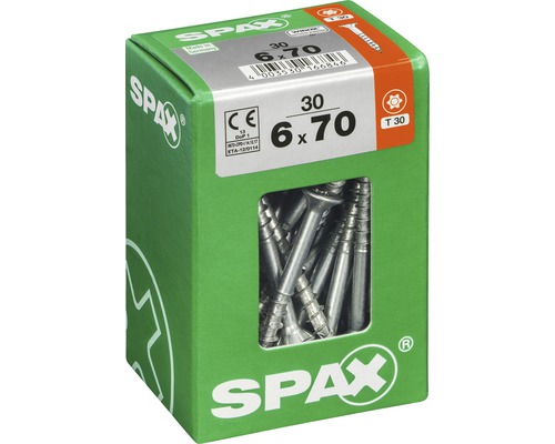 Vis Spax 6 x 70 millimètres, lot de 30 pièces