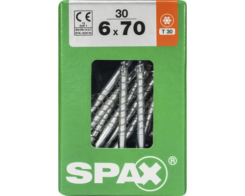 Vis Spax 6x70 millimètres, paquet de 30 pièces