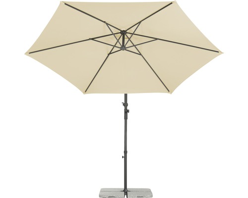 Parasol déporté Schneider Genua Ø 300 cm h 238 cm naturel Parasol de jardin avec support pour l''extérieur