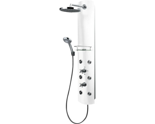 Panneau de douche avec thermostat Schulte DuschMaster avec poignées à croisillon aluminium/blanc D9676 04