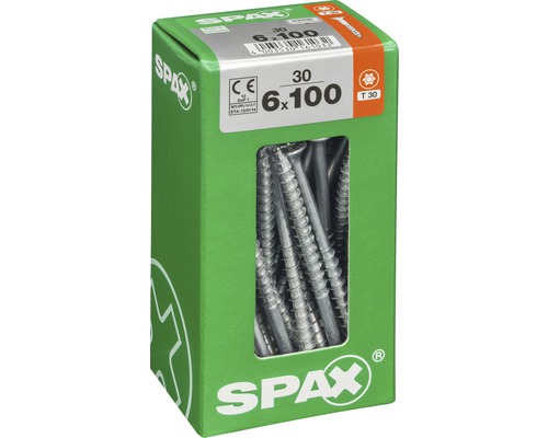 Emballage de vis Spax 6x100 millimètres, 30 pièces