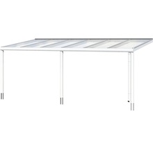Freistehendes Terrassendach mit transparenten Paneelen und Stahlrahmen