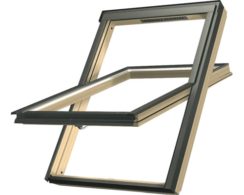 Fenêtre à ouverture par rotation ARON bois FTS-V L3 avec verre de sécurité feuilleté 55x78 cm avec aération permanente Fenêtre à ouverture par rotation ARON bois FTS-V L3 avec verre de sécurité feuilleté 55x78 cm avec aération permanente
