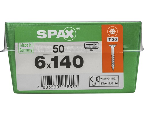 Packung Spax Schrauben, 6x140 Millimeter, 50 Stück