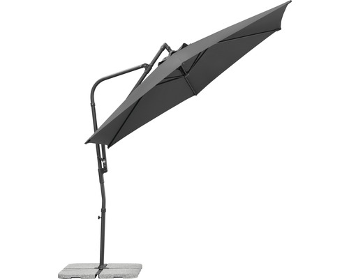 Parasol excentré gris avec support pour l''extérieur