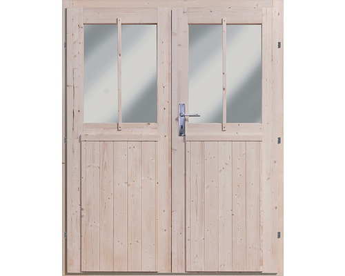 Porte à deux vantaux pour abri de jardin 19 mm Karibu Wandlitz 164x180,5 cm naturel