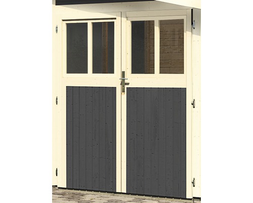 Porte à deux vantaux pour abri de jardin 19 mm Karibu Wandlitz 164x180,5 cm gris terre cuite Porte à deux vantaux pour abri de jardin 19 mm Karibu Wandlitz 164x180,5 cm gris terre cuite