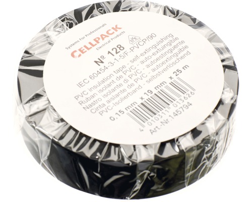 Ruban isolant PVC noir 19 mm x L 25 m Cellpack Ruban isolant PVC noir 19 mm x L 25 m Cellpack