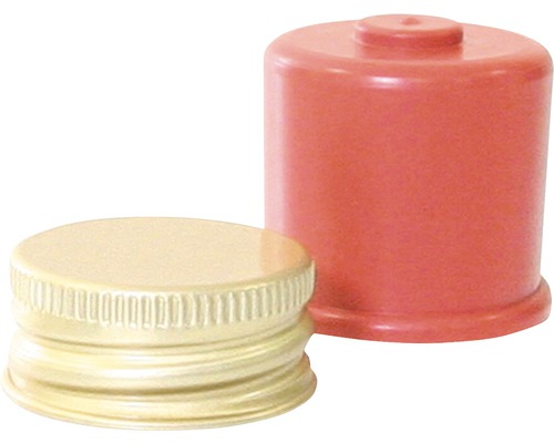 Deux bouchons de bouteille en métal et plastique