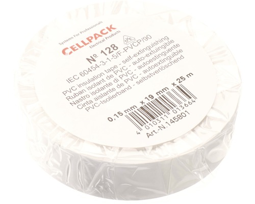 Ruban isolant PVC blanc 19 mm x L 25 m Cellpack Ruban isolant PVC blanc 19 mm x L 25 m Cellpack
