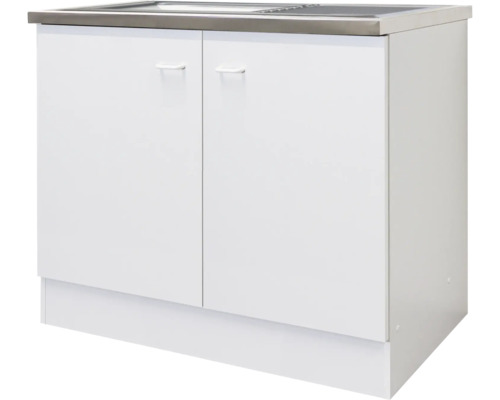 Flex Well Spülenschrank inkl Spüle Speed BxTxH 100x50x85 cm Frontfarbe weiß matt