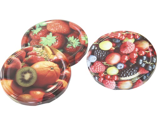 Couvercle vissable avec motif fruits Ø 82 mm 3 pièces