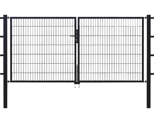 Portillon grillagé double ALBERTS Flexo 300 x 100 cm y compris poteaux 8 x 8 cm anthracite