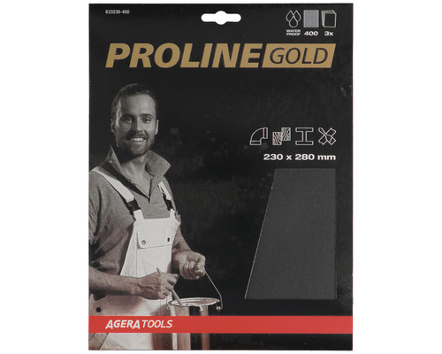 Papier à poncer pro PROLINE GOLD pour meulage humide P400 230x280 mm 3 pièces