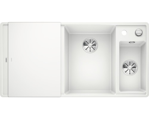 Évier avec égouttoir et deux bacs