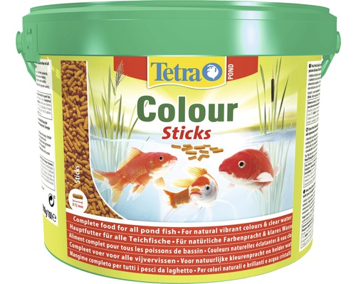 Tetra Pond Colour Sticks in einem Eimer für Teichfische