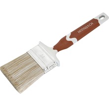 Pinceau plat avec manche marron et blanc et poils