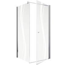 Duschtür mit Seitenwand SCHULTE Alexa Style 2.0 ExpressPlus 90 x 90 cm Profil aluminium Glasdekor Liane schmutzabweisende Glasbeschichtung Türanschlag rechts Türanschlag links