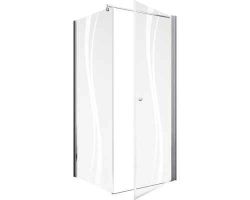 Cabine de douche d''angle avec porte pivotante en verre