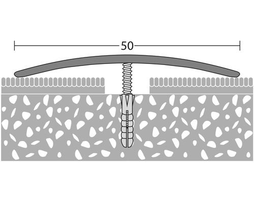 Abbildung eines Übergangsprofils mit Befestigung und einer Breite von 50 Millimeter.