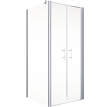Duschtür mit Seitenwand mit Pendeltür SCHULTE Alexa Style 2.0 ExpressPlus 90 x 90 cm Profil aluminium Klarglas schmutzabweisende Glasbeschichtung inkl. Duschwanne