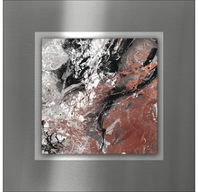 Tableau abstrait encadré avec des éclaboussures de peinture dans un cadre argenté