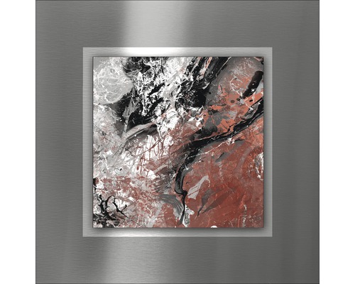 Tableau abstrait encadré avec des éclaboussures de peinture dans un cadre argenté