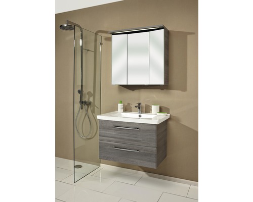 Set de meubles de salle de bains Pelipal Kumba lxhxp 80 x 200 x 51 cm couleur de façade graphite structure transversale avec vasque en fonte minérale blanc 99.77022119