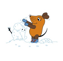 Illustration d''une souris formant un éléphant de neige
